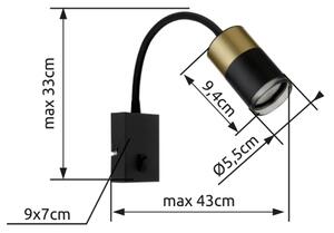 Globo 57850W - Faretto da parete BRISBON 1xGU10/25W/230V nero/oro