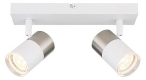 Globo 57851-2 - Faretto BRISBON 2xGU10/25W/230V bianco/cromo