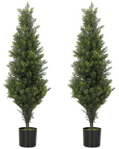HOMCOM Set 2 Piante Finte di Cipresso 90cm per Interni ed Esterni con Vaso, 564 Foglie, Casa, Ufficio, Giardino, Verde | Aosom Italy