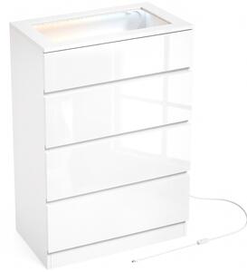 HOMCOM Cassettiera Moderna 4 Cassetti Con Luci LED, 60x40x90 cm, Bianca | Aosom Italy