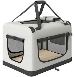 Trasportino Morbido per Cani di Taglia Piccola Pieghevole 60x42x44 cm con Ciotola in Tessuto Oxford Grigio Chiaro