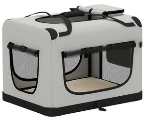 Trasportino Morbido per Cani di Taglia Piccola e Media Pieghevole 70x52x50 cm con Ciotola in Tessuto Oxford Grigio Chiaro