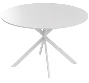 Tavolo da Pranzo Rotondo Stile Industriale Ø120x75 cm con Piano in Truciolare e Gambe a Croce in Acciaio Bianco