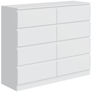HOMCOM Cassettiera Moderna Con 8 Cassetti, 120x39x100 cm, Bianca | Aosom Italy
