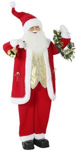 HOMCOM Babbo Natale Animato 150cm con Musica, Braccia Regolabili, Attivazione Suono/Tocco, Campanella Dorata, Ghirlanda | Aosom Italy