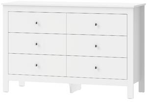 HOMCOM Cassettiera 6 Cassetti Con Guide Scorrevoli 118x39.5x75.5cm Bianco | Aosom Italy