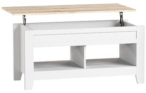 HOMCOM Tavolino da Caffè Industriale con Vano Portaoggetti, Piano Sollevabile, Tavolo Salotto per Soggiorno Casa Ufficio, 105x50x49cm, Bianco, Naturale | Aosom Italy