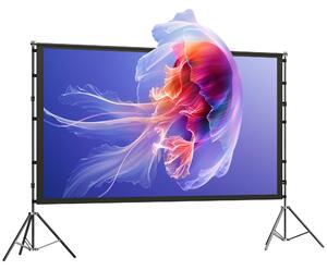 HOMCOM Telo per Proiettore 100" 16:9 HD 4K/8K, Angolo di Visione 160°, Doppia Facciata e Treppiedi Pieghevoli, Bianco | Aosom Italy
