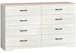 HOMCOM Cassettiera 8 Cassetti Moderna in Legno, 140x40x86 cm, Noce e Grigio Chiaro | Aosom Italy