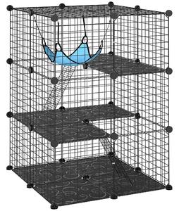PawHut Gabbia per Gatti Recinto Personalizzabile 3 Livelli, 105cm, Nero | Aosom Italy
