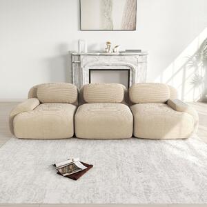 Divano a 3 posti, colore beige, divano angolare modulare senza struttura, dimensioni 298x103x70 cm, imbottitura in schiuma ad alta densità 32D, non richiede montaggio