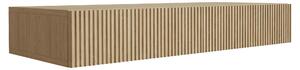 Comò da trucco sospeso, in MDF impiallacciato in rovere oliato, dimensioni 100 x 39,6 x 16 cm