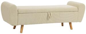 HOMCOM Panca Contenitore 73 L, Cassapanca Imbottita in Velluto a Coste con Braccioli e Gambe in Legno di Hevea, Beige | Aosom Italy