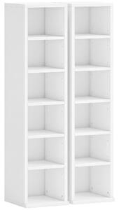 HOMCOM Scaffale per 204 CD, Set da 2 Colonne per Blu-Ray e Libri con Ripiani Regolabili, Bianco | Aosom Italy