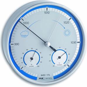 TFA - Stazione meteo analogica per uso interno ed esterno - 20.2027.20 - Acciaio inox/scala blu