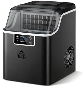 HOMCOM Macchina per Ghiaccio 20kg in 24 Ore, 24 Cubetti in 14-18 Minuti e Sistema Autopulente, Nero | Aosom Italy