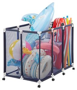 Contenitore per piscina - Organizer con cestello a rete - 122 x 84 x 99 cm - Robusto telaio in plastica - Traspirante - Per giochi e accessori da piscina