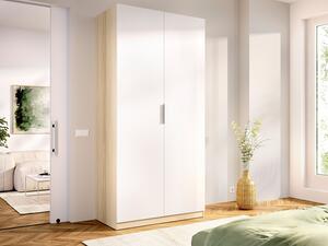 Armadio 2 ante L91 cm Bianco e naturale chiaro - KALONY