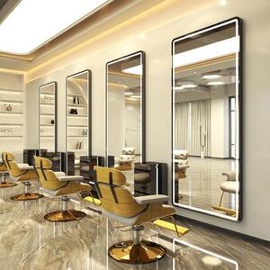 Specchiera professionale per parrucchieri, barbieri ed estetica con specchio LED 170x70 nera