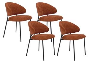 Sedia in Tessuto testurizzato e Metallo Nero Terracotta - Lotto di 4 - VOSINIA