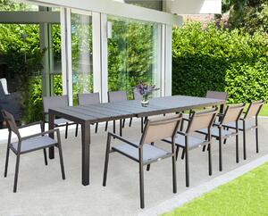 Tavolo estensibile da giardino con struttura in alluminio e piano effetto doghe Spenser - Tan