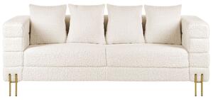 Divano bouclè bianco 3 posti con gambe in metallo design moderno mobili soggiorno moderno Beliani