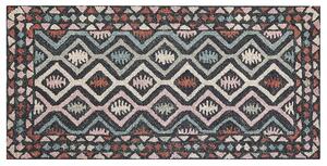 Tappeto moderno con motivo geometrico tribale 80 x 150 cm multicolore camera da letto salotto Beliani
