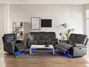 Set da soggiorno a 6 posti in velluto colore grigio con LED e porta USB regolabile elettronicamente salotto stile moderno Beliani