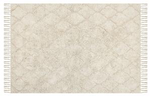 Tappeto in cotone beige 140 x 200 cm minimalista trapuntato a pelo lungo motivo geometrico soggiorno camera da letto Beliani