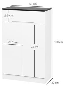 HOMCOM Scarpiera Slim da 12 Paia max per Ingressi e Corridoi con 3 Ripiani Regolabili e Cassetto, in Truciolato Bianco, 60x32x100 cm