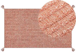 Tappeto in cotone con motivo semplice arancione 80 x 150 cm camera da letto soggiorno Beliani