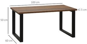HOMCOM Tavolino da Caffè Stile Industriale in Legno e Acciaio, 100x60x50cm