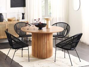 Tavolo da pranzo per 4 persone rotondo legno chiaro 120 cm stile classico soggiorno sala da pranzo Beliani