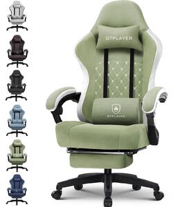 PLAYER sedia da gioco Poltrona ergonomica da gioco Sedia da scrivania Sedia da corsa per PC gamer con superficie in tessuto, cuscino di seduta in piuma, braccioli di collegamento