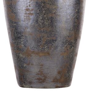 Vaso Decorativo da Terracotta color Argento Superficie Lucida 27 x 48 cm stile industriale Beliani