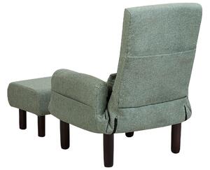 Sedia reclinabile in tessuto verde 65L x 65W x 92H cm Gambe imbottite in legno ottomana Beliani