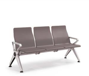Panca per sale di attesa INDOOR 3 posti in acciaio grigio Dimensioni 175x68xh 88 cm Peso kg 38 in acciaio co sedili In Poliuretano Morbido colore Grigio