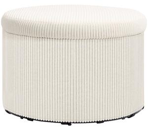 HOMCOM Pouf Poggiapiedi contenitore rotondo, in velluto a coste, capacità 120 kg, Ø 60 x 41 cm, Beige | Aosom Italy