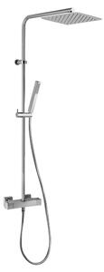 Colonna doccia Jacuzzi rubinetteria Glint con miscelatore termostatico soffione ultrapiatto 25x25 cm e doccia monogetto