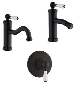 Set miscelatori lavabo bidet e doccia incasso Jacuzzi Rubinetteria serie Tosca color nero opaco
