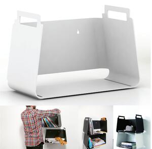 Mensola-contenitore Covo di design, in metallo VASU Dimensioni 45x25x h 39 cm in Metallo verniciato con polveri epossidiche colore WHITE RAL 9010
