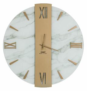 Orologio Da Muro 45 cm VEGA Struttura, Marmo Bianco SMALL Diametro 45 cm lancette in metallo numeri colore ORO a rilievo lastra centrale ORO