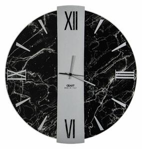 Orologio Da Muro 45 cm VEGA Struttura, Marmo Nero SMALL Diametro 45 cm lancette in metallo numeri colore Argento a rilievo lastra centrale Argento