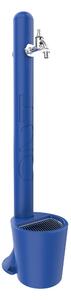 Fontana da Giardino In Resina con Rubinetto e Porta tubo E cestello H20, Dimensioni 20x18xh 90 cm - peso 2 kg con rubinetto, Garantita Colore Blu