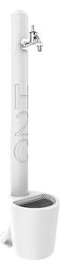 Fontana da Giardino In Resina con Rubinetto e Porta tubo E cestello H20, Dimensioni 20x18xh 90 cm - peso 2 kg con rubinetto, Garantita Colore Bianco