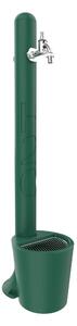 Fontana da Giardino In Resina con Rubinetto e Porta tubo E cestello H20, Dimensioni 20x18xh 90 cm - peso 2 kg con rubinetto, Garantita Colore Verde