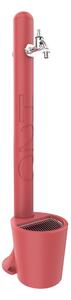 Fontana da Giardino In Resina con Rubinetto e Porta tubo E cestello H20, Dimensioni 20x18xh 90 cm - peso 2 kg con rubinetto, Garantita Colore Rosso