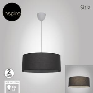 Lampadario Moderno Sitia grigio in cotone, D. 48.0 cm, L. 48.0 cm, 3 luci, INSPIRE