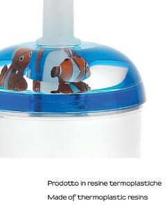 Porta scopino wc da appoggio Pyxis in resina termoplastica blu e trasparente