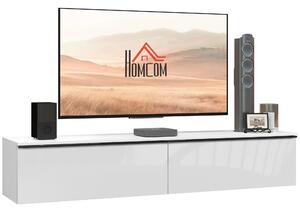 HOMCOM Mobile TV Sospeso con Armadietti con Ante a Ribalta in Legno, 160x35x30 cm, Bianco Lucido